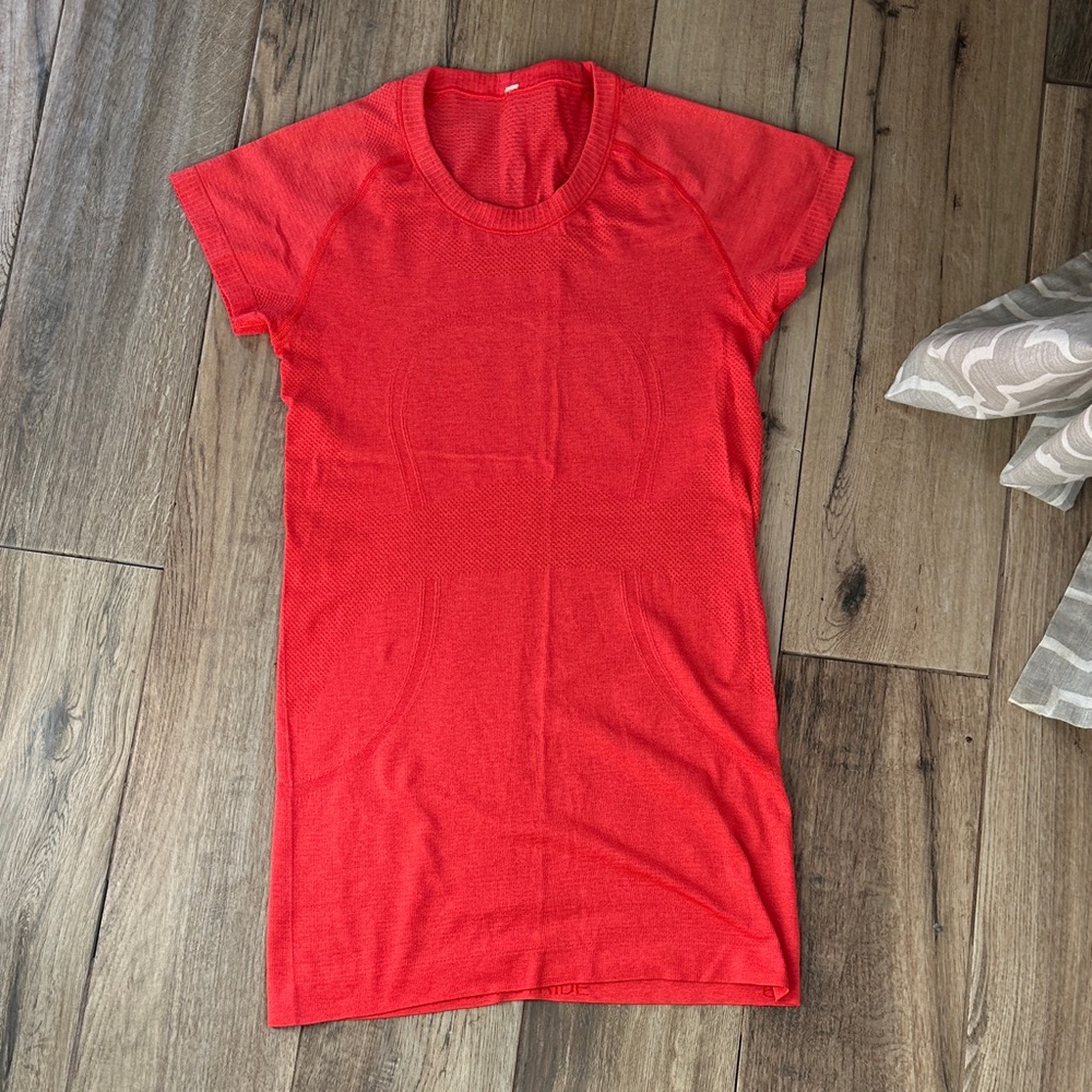 lululemon athletica Bright Red Short-Sleeve Crewneck Top